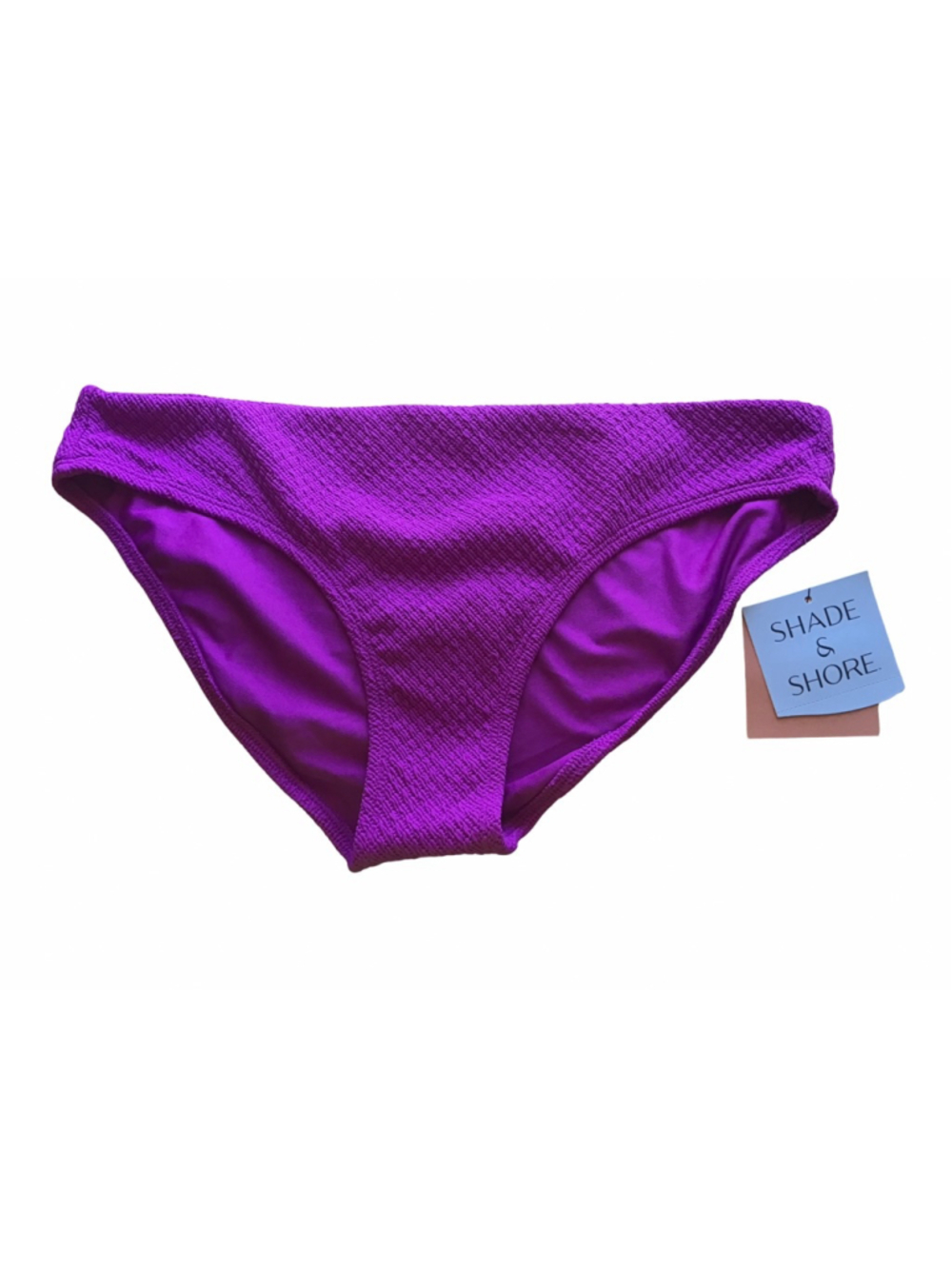 Women's Shade & Shore Purple Textured Low Rise Bikini Bottom M